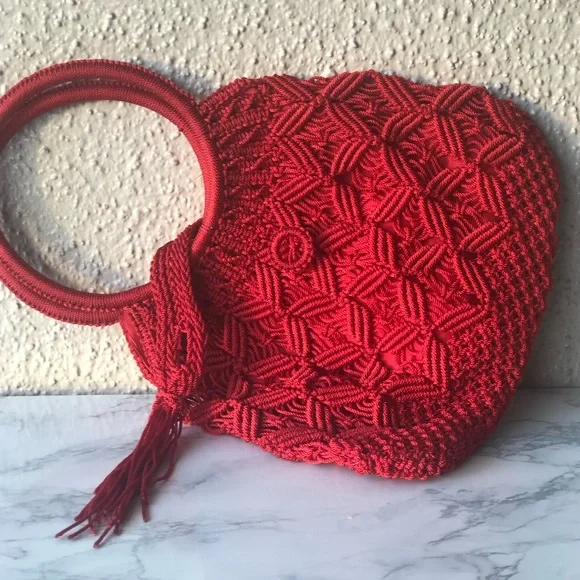 Macrame Crochet Handbag red - Picture 7 of 9